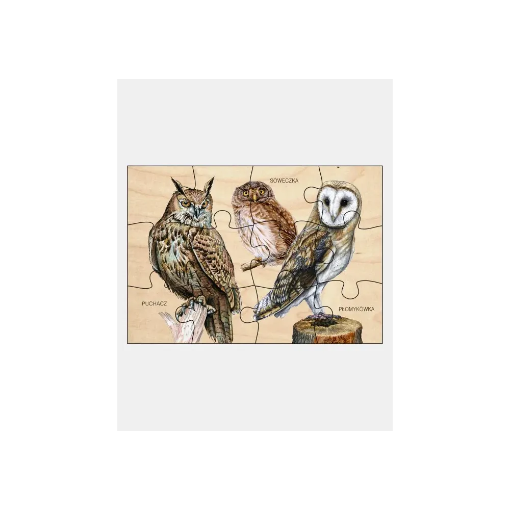 Puzzle drewniane SOWY - zabawki edukacyjne dla dzieci