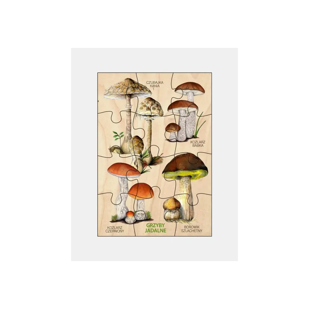 Puzzle drewniane GRZYBY JADALNE - Wyjątkowa zabawa dla miłośni