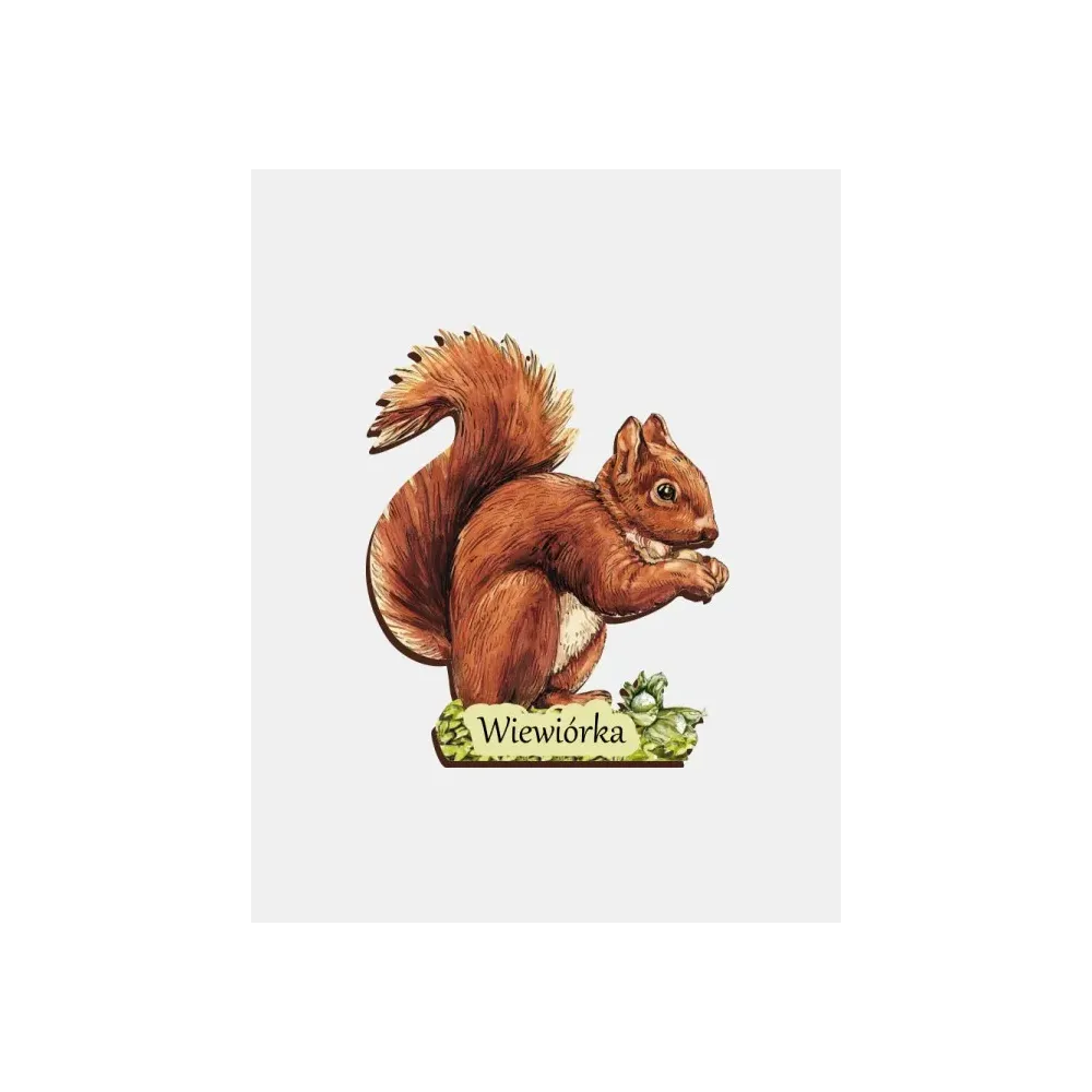 Magnes drewniany WIEWIÓRKA - uroczy dodatek do Twojej lodówki