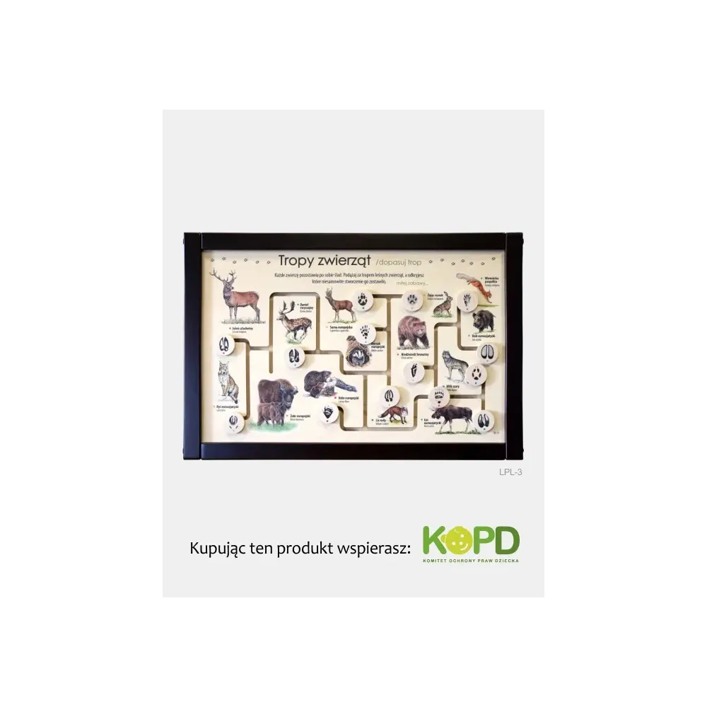 Łamigłówka przyrodnicza TROPY ZWIERZĄT - Zabawa dla małych o