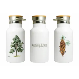 Butla stalowa termos 500 ml z motywem drzew i napisami