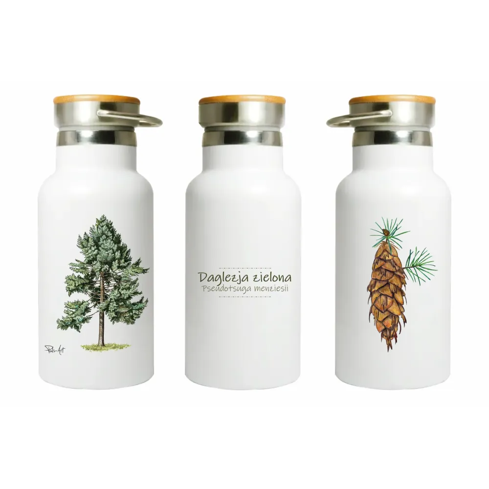 Butla stalowa termos 500 ml z motywem drzew i napisami