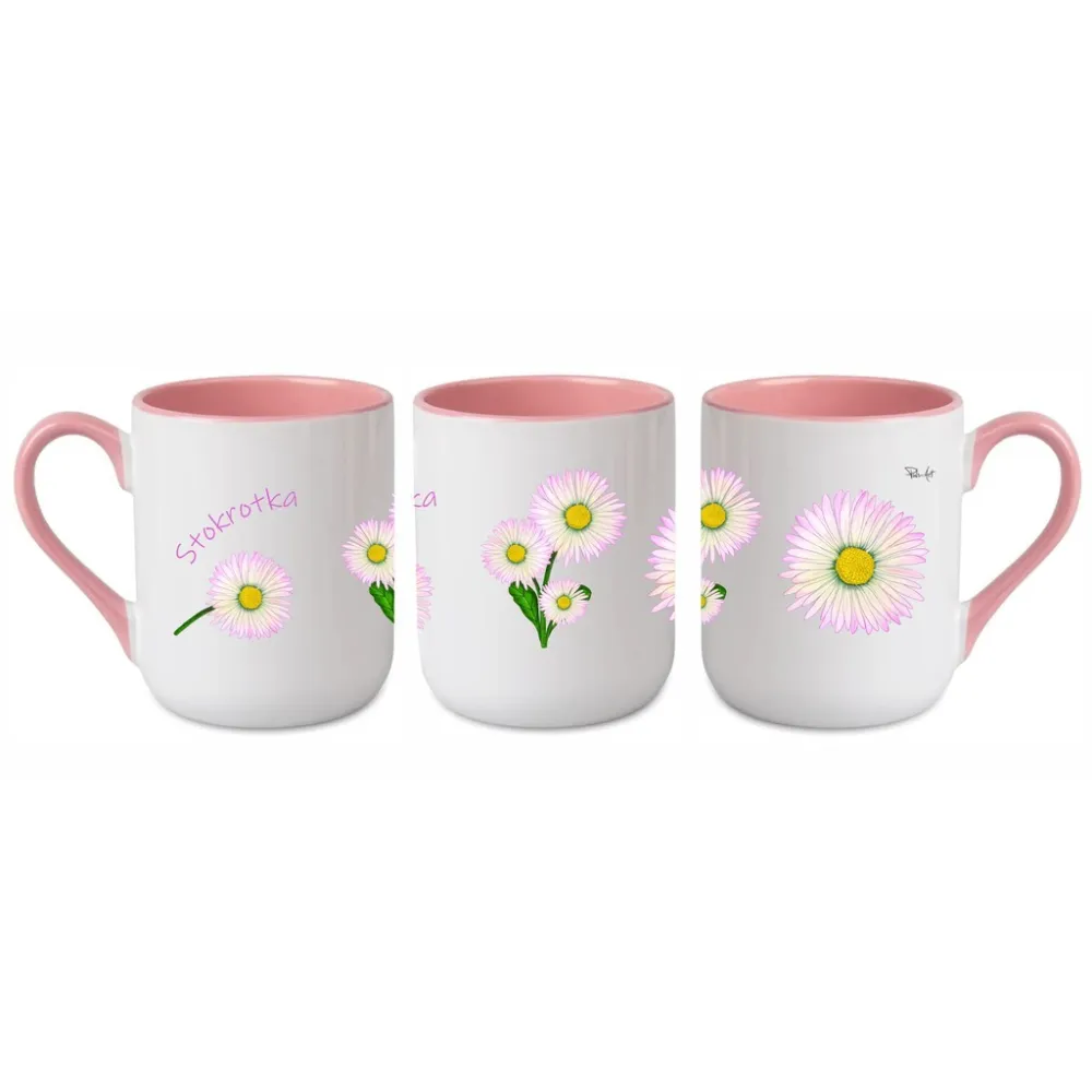 Kubek do kawy i herbaty 290 ml - KWIATY, elegancki i praktyczny - STOKROTKA
