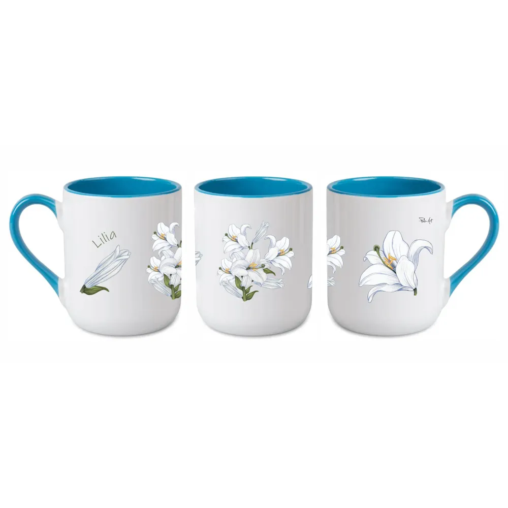 Kubek do kawy i herbaty 290 ml - KWIATY, elegancki i praktyczny - LILIA