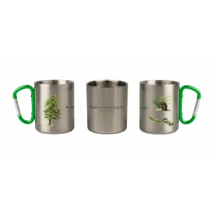 Kubek z karabińczykiem stalowy srebrny - DRZEWA - MODRZEW