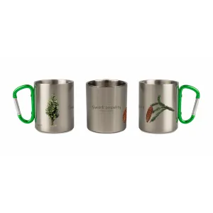 Kubek z karabińczykiem stalowy srebrny - DRZEWA - ŚWIERK