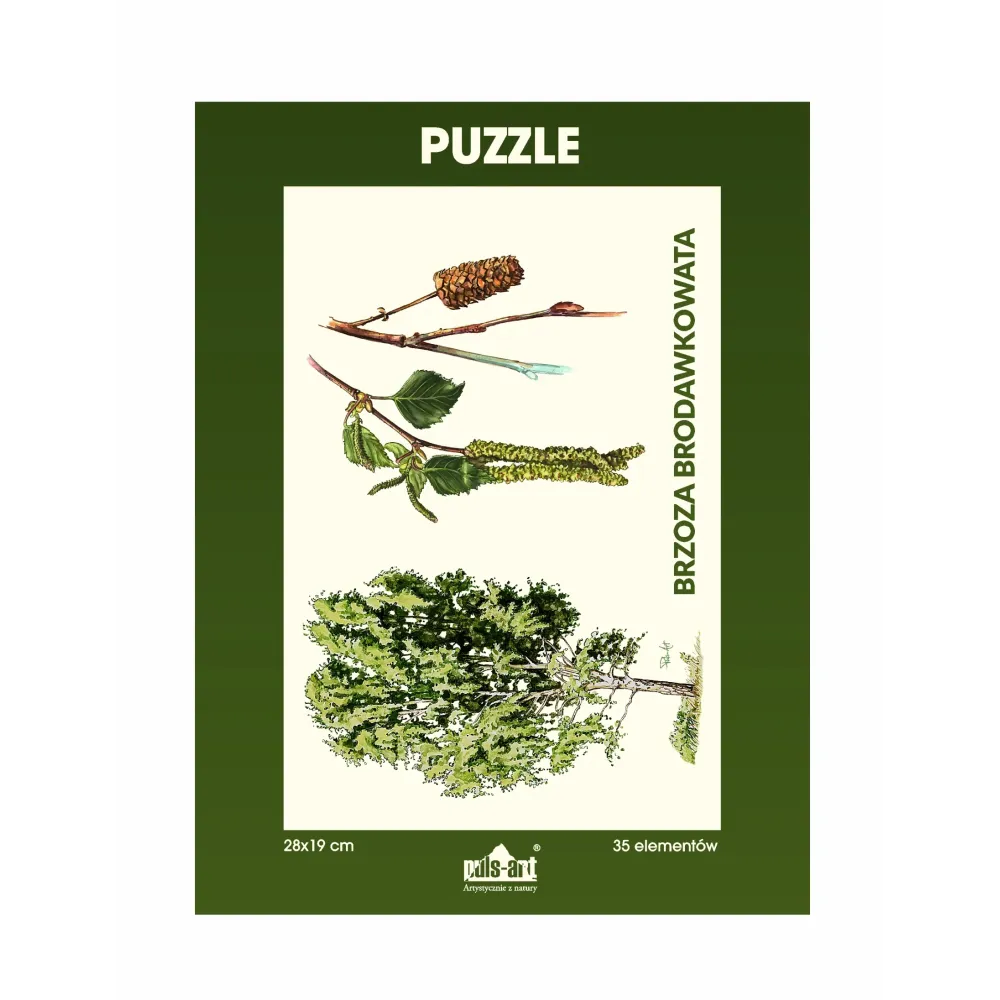 Puzzle 35 elementów 19x28 cm HQ z nadrukiem - DRZEWA (drzewo + szyszka)