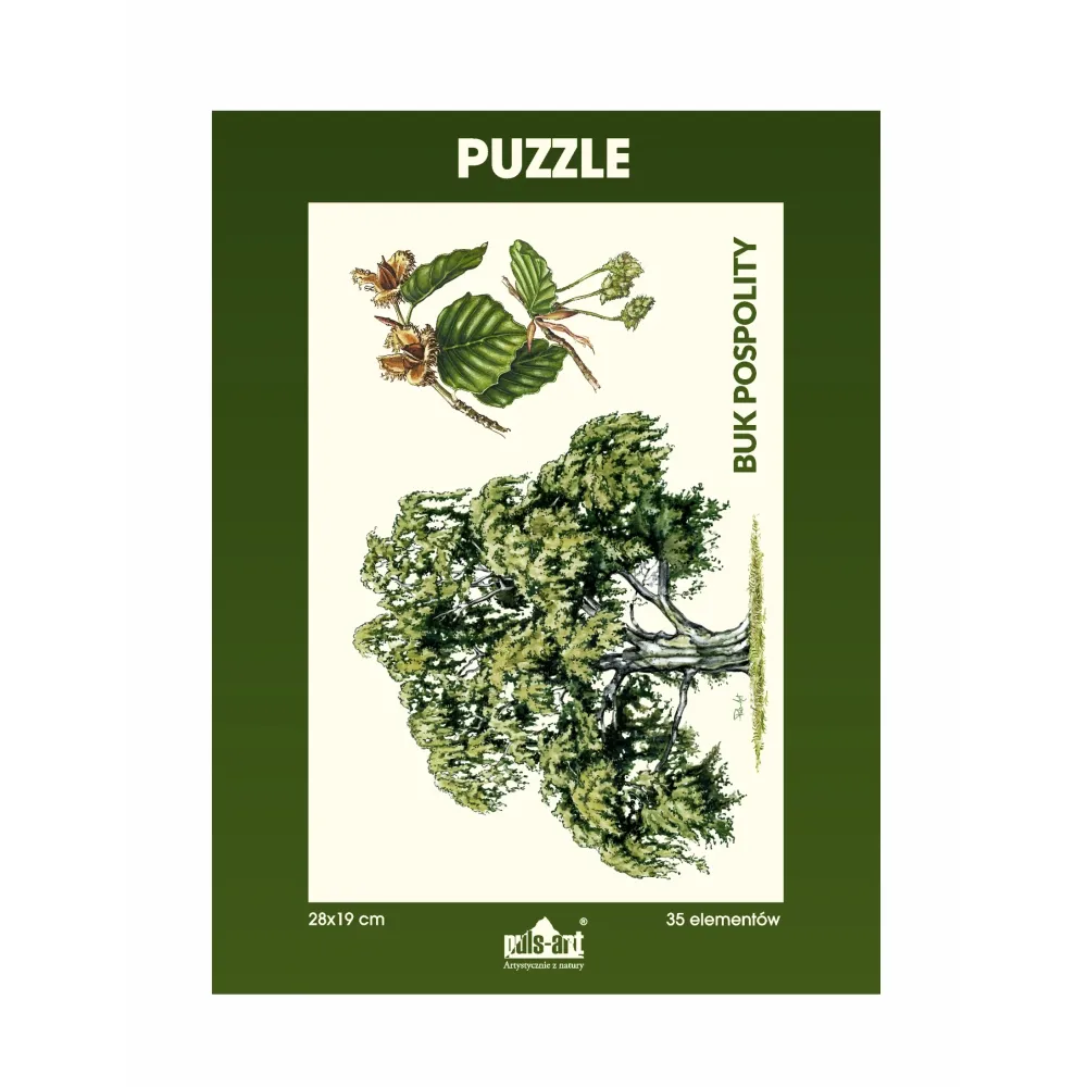 Puzzle 35 elementów 19x28 cm HQ z nadrukiem - DRZEWA (drzewo + szyszka)