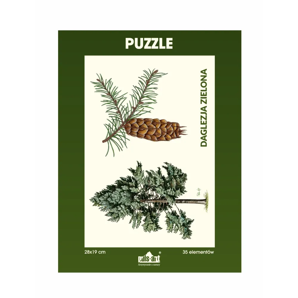 Puzzle 35 elementów 19x28 cm HQ z nadrukiem - DRZEWA (drzewo + szyszka)