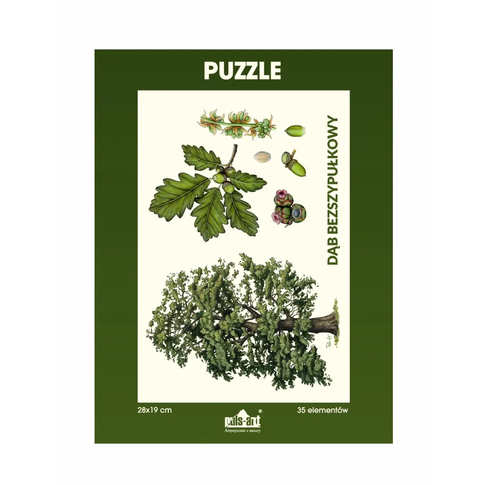 Puzzle 35 elementów 19x28 cm HQ z nadrukiem - DRZEWA (drzewo + szyszka)