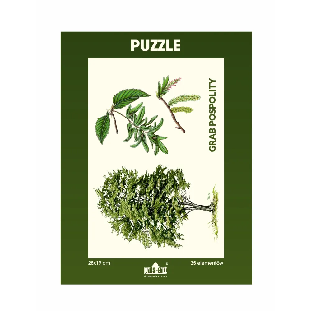 Puzzle 35 elementów 19x28 cm HQ z nadrukiem - DRZEWA (drzewo + szyszka)
