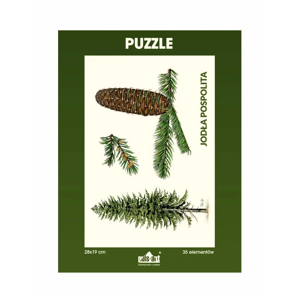 Puzzle 35 elementów 19x28 cm HQ z nadrukiem - DRZEWA (drzewo + szyszka)