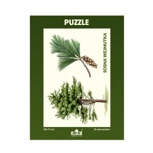 Puzzle 35 elementów 19x28 cm HQ z nadrukiem - DRZEWA (drzewo + szyszka)