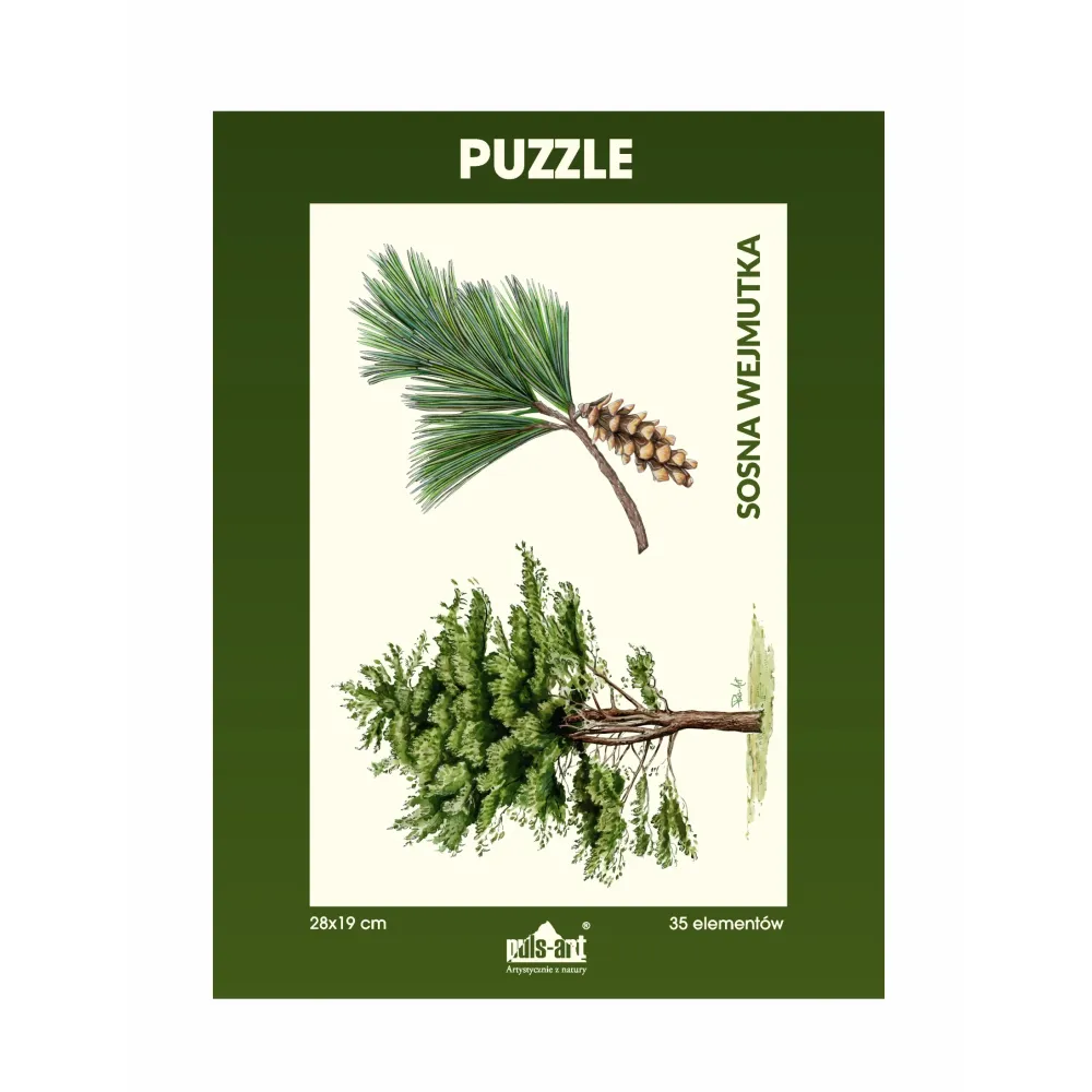 Puzzle 35 elementów 19x28 cm HQ z nadrukiem - DRZEWA (drzewo + szyszka)