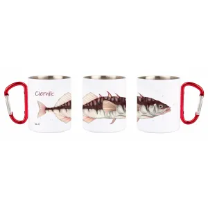 Kubek z czerwonym karabińczykiem - biały - RYBY MORSKIE