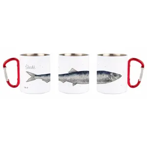 Kubek z czerwonym karabińczykiem - biały - RYBY MORSKIE