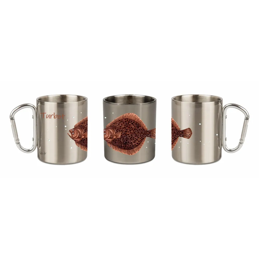 Kubek z karabińczykiem stalowy srebrny - RYBY MORSKIE