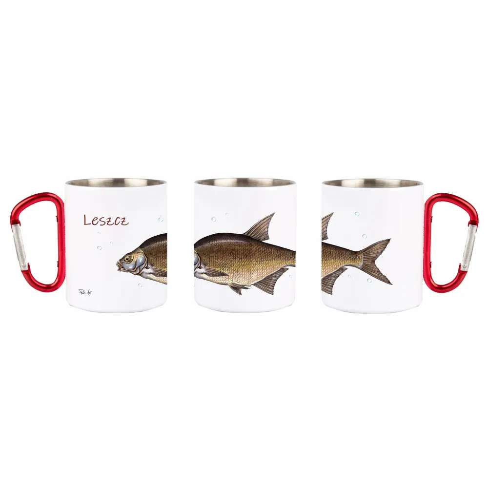 Kubek z czerwonym karabińczykiem - biały - RYBY SŁDKOWODNE