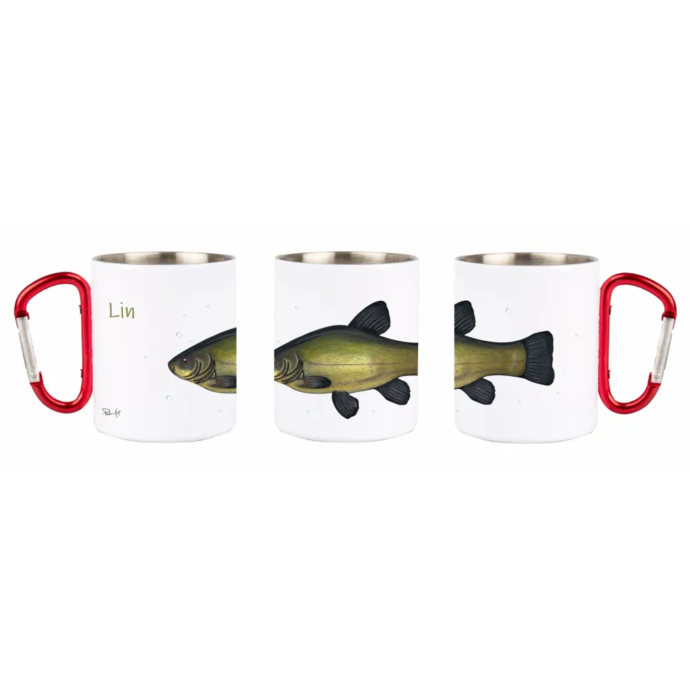 Kubek z czerwonym karabińczykiem - biały - RYBY SŁDKOWODNE