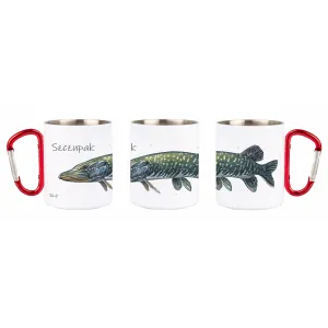 Kubek z czerwonym karabińczykiem - biały - RYBY SŁDKOWODNE