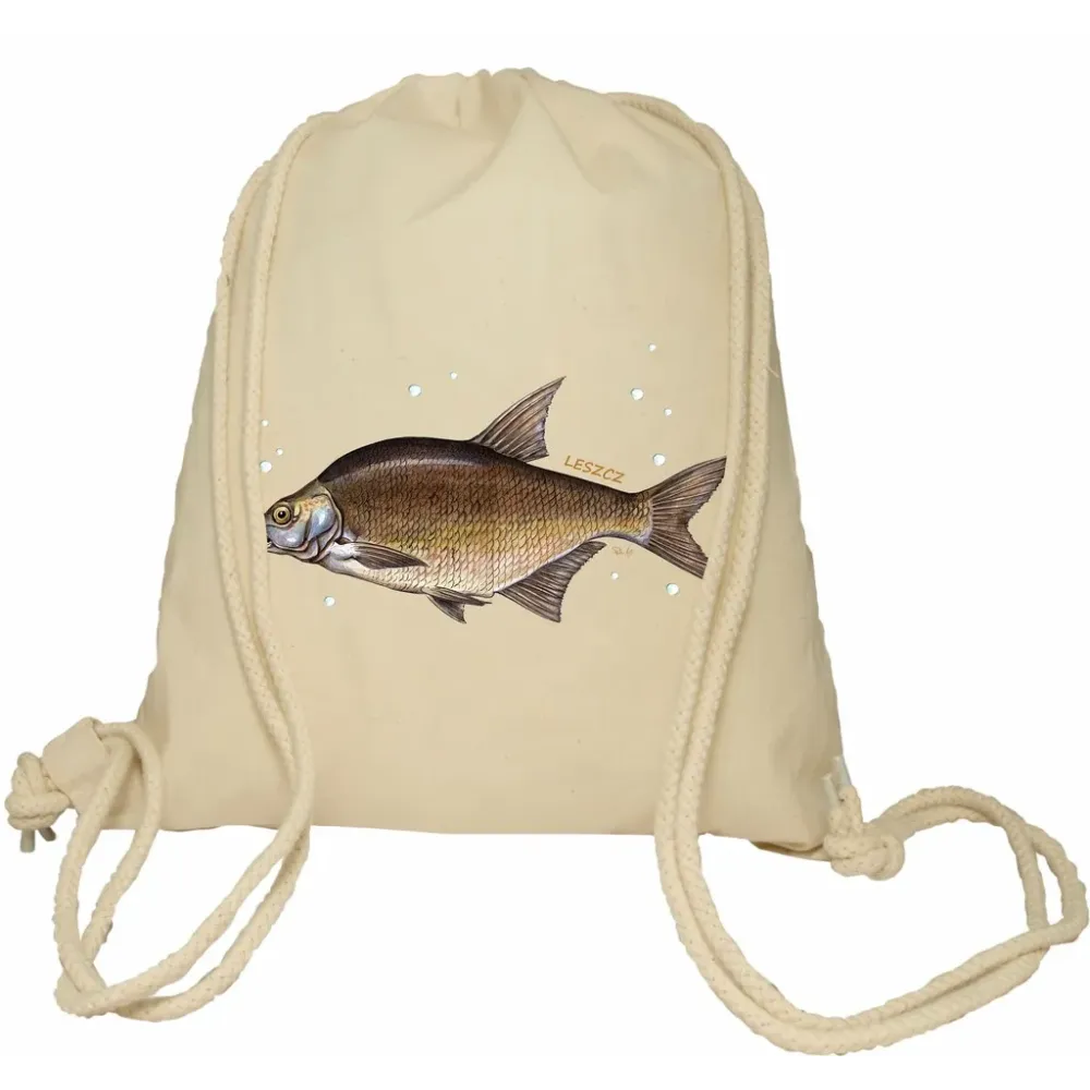 Plecak worek bawełniany Premimum 37x46 naturalny - RYBY SŁODKOWODNE - LESZCZ