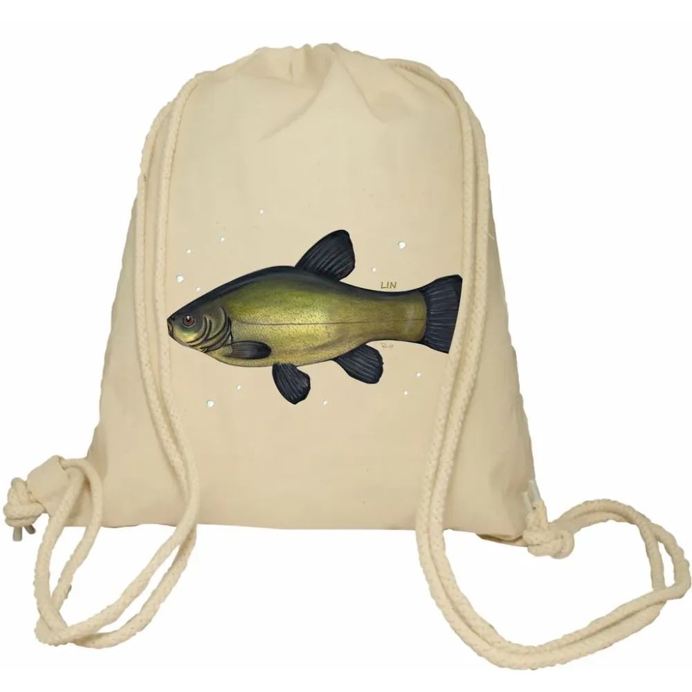 Plecak worek bawełniany Premimum 37x46 naturalny - RYBY SŁODKOWODNE - LIN