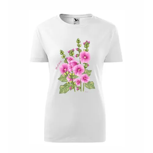 Koszulka Bawelniana Damska Biala - KWIATY