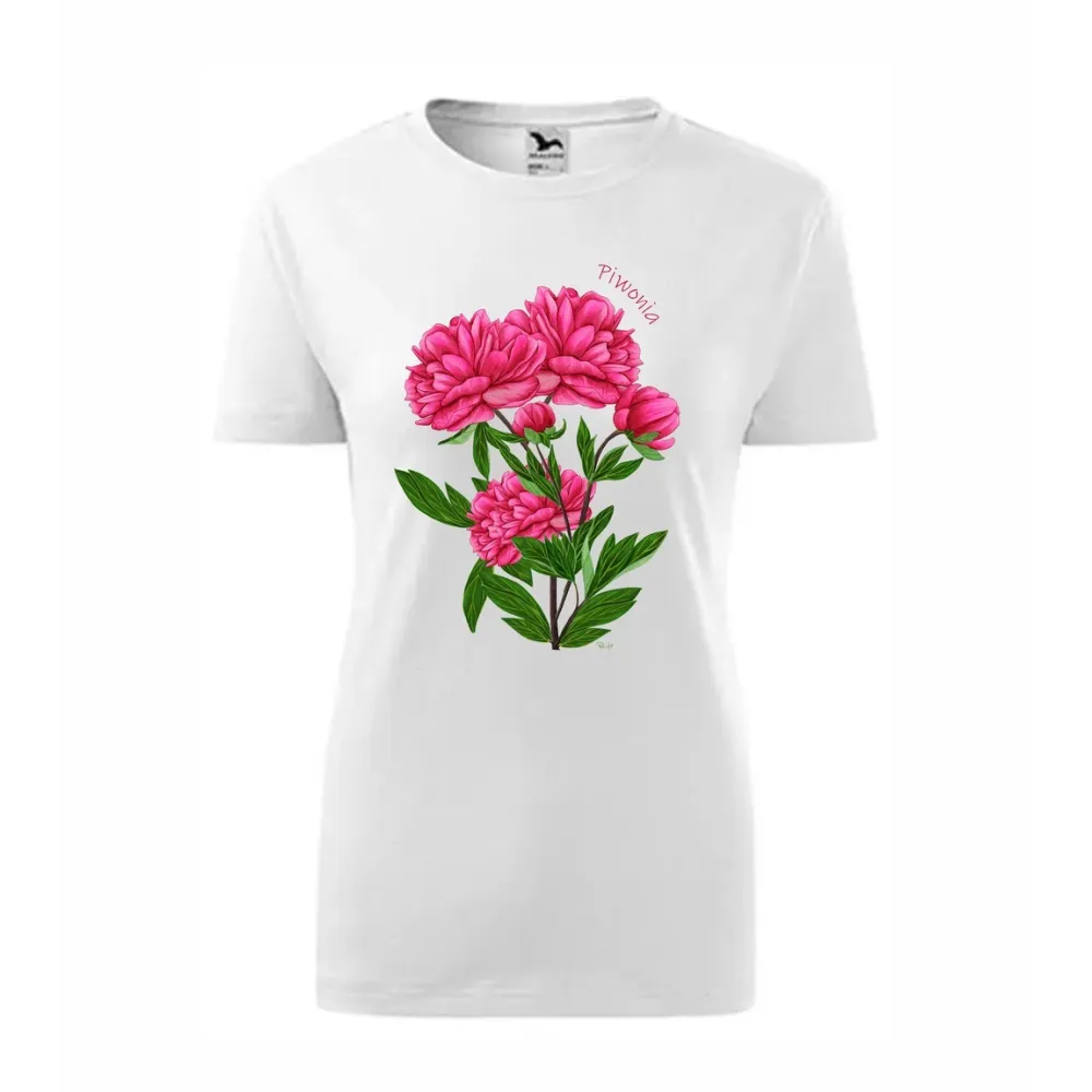 Stylowa Koszulka Bawełniana Damska - Biała z Kwiatowym Wzorem