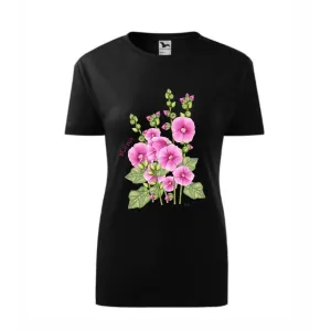 Koszulka Bawełniana Damska Czarna z Kwiatami - Modny i Wygo