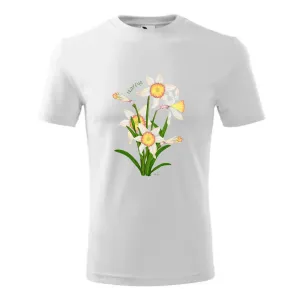 Modna Koszulka Bawełniana Męska Biała z Kwiatowym Wzorem