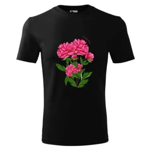 Koszulka Męska Czarna Premium z Kwiatowym Wzorem
