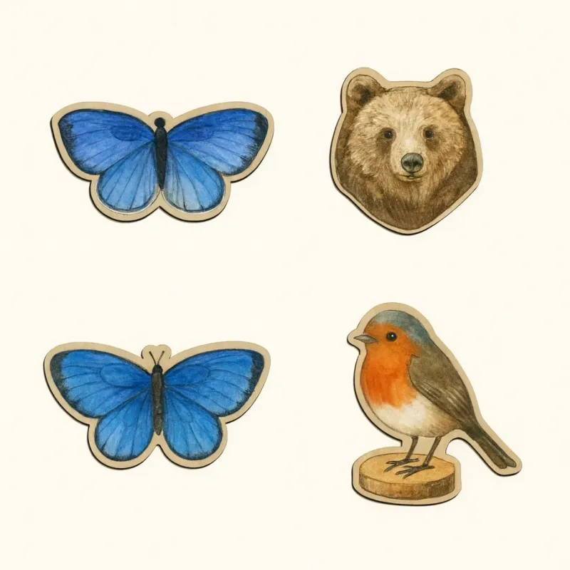 Magnesy drewniane kształty - Edukacyjne i ekologiczne magnesy dl